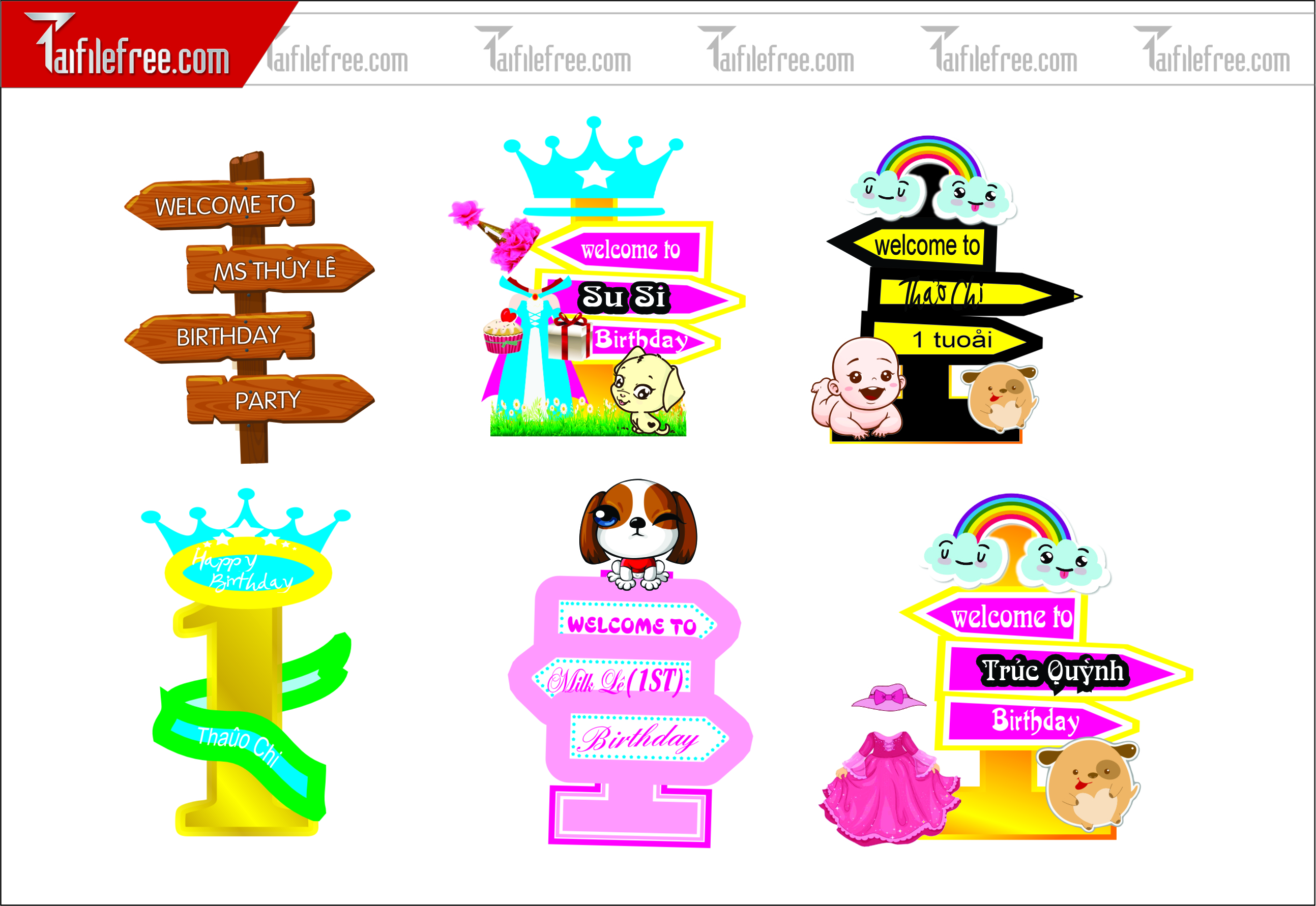 Thiết Kế Chibi Đáng Yêu, Trang Trí Sinh Nhật Cho Bé_CP20