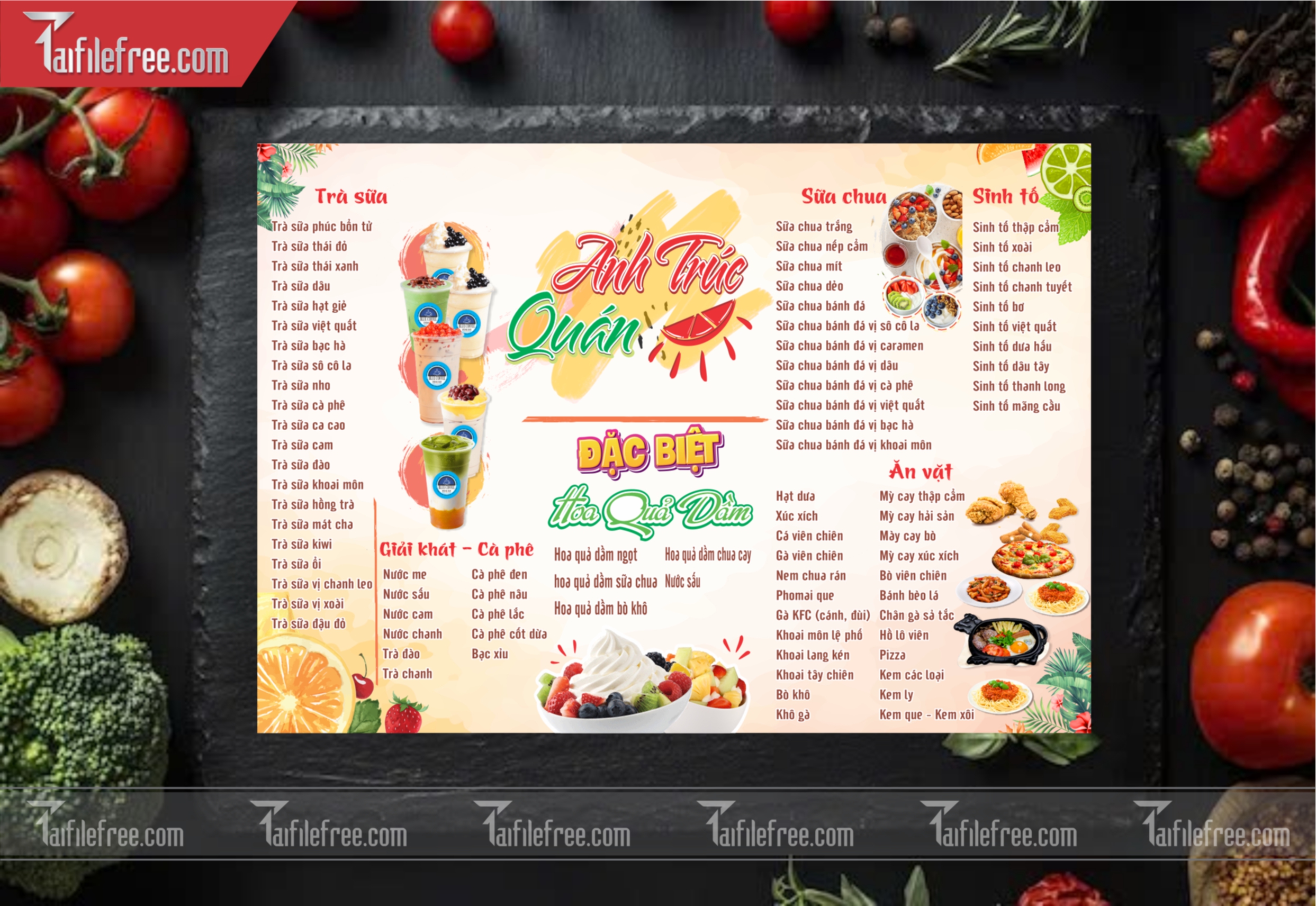 Menu Trà Sữa-Đồ Ăn Vặt - Ăn Vặt_M151