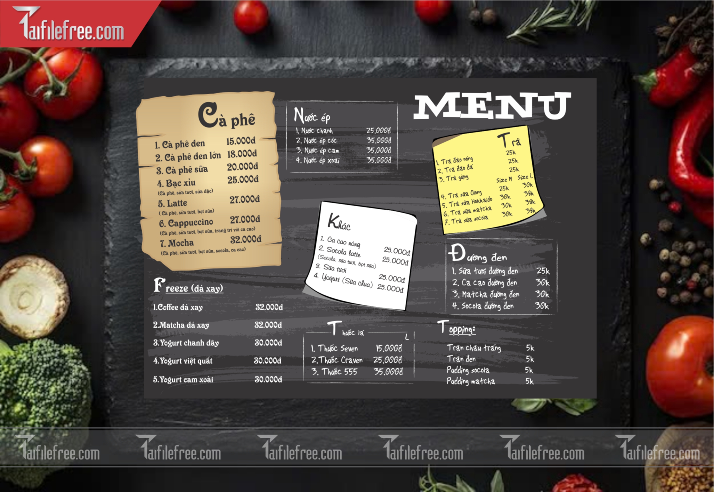 Menu Caffe - Ăn Vặt_M152