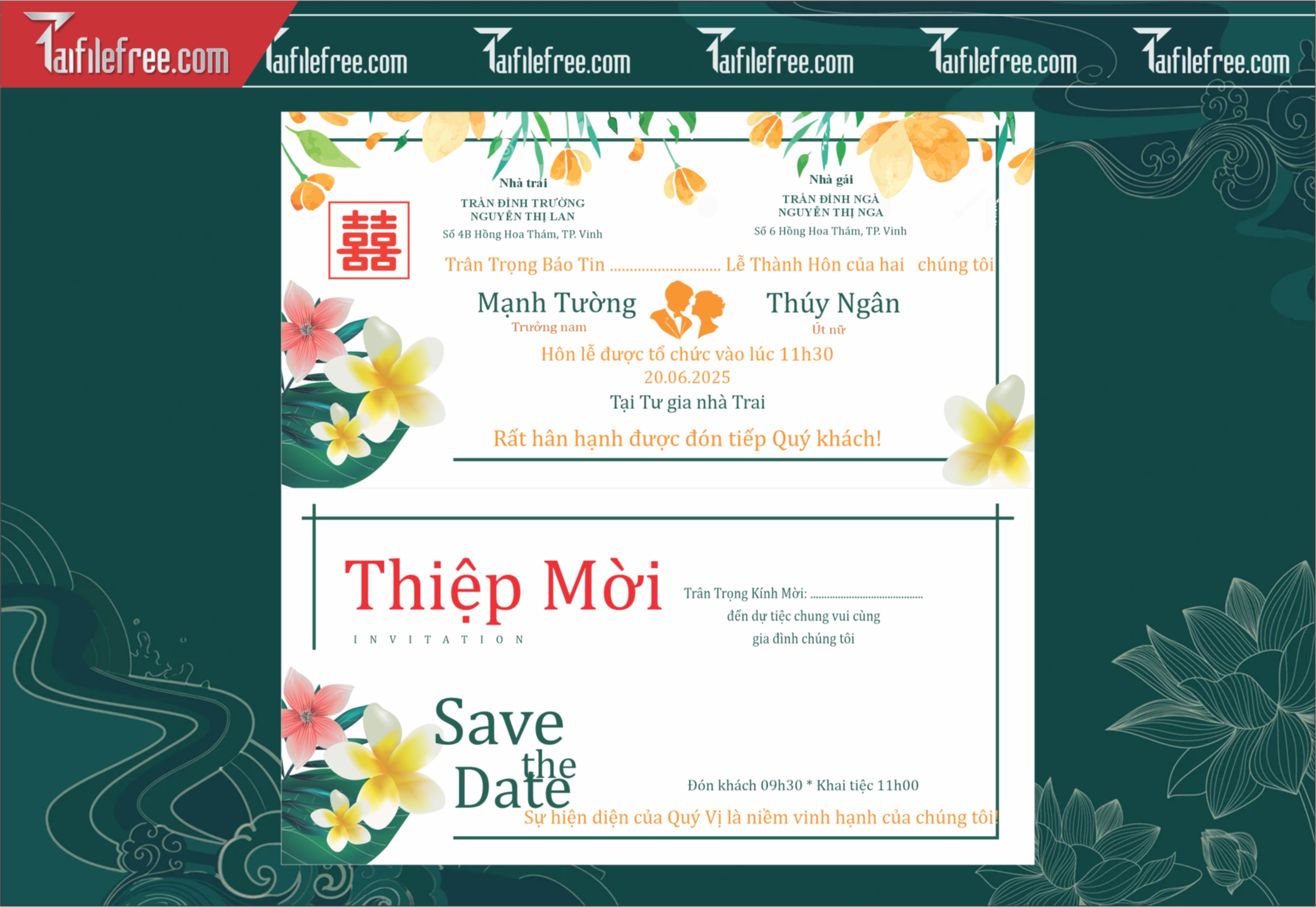 Mẫu Thiệp Cưới Đẹp File Vector_TC139