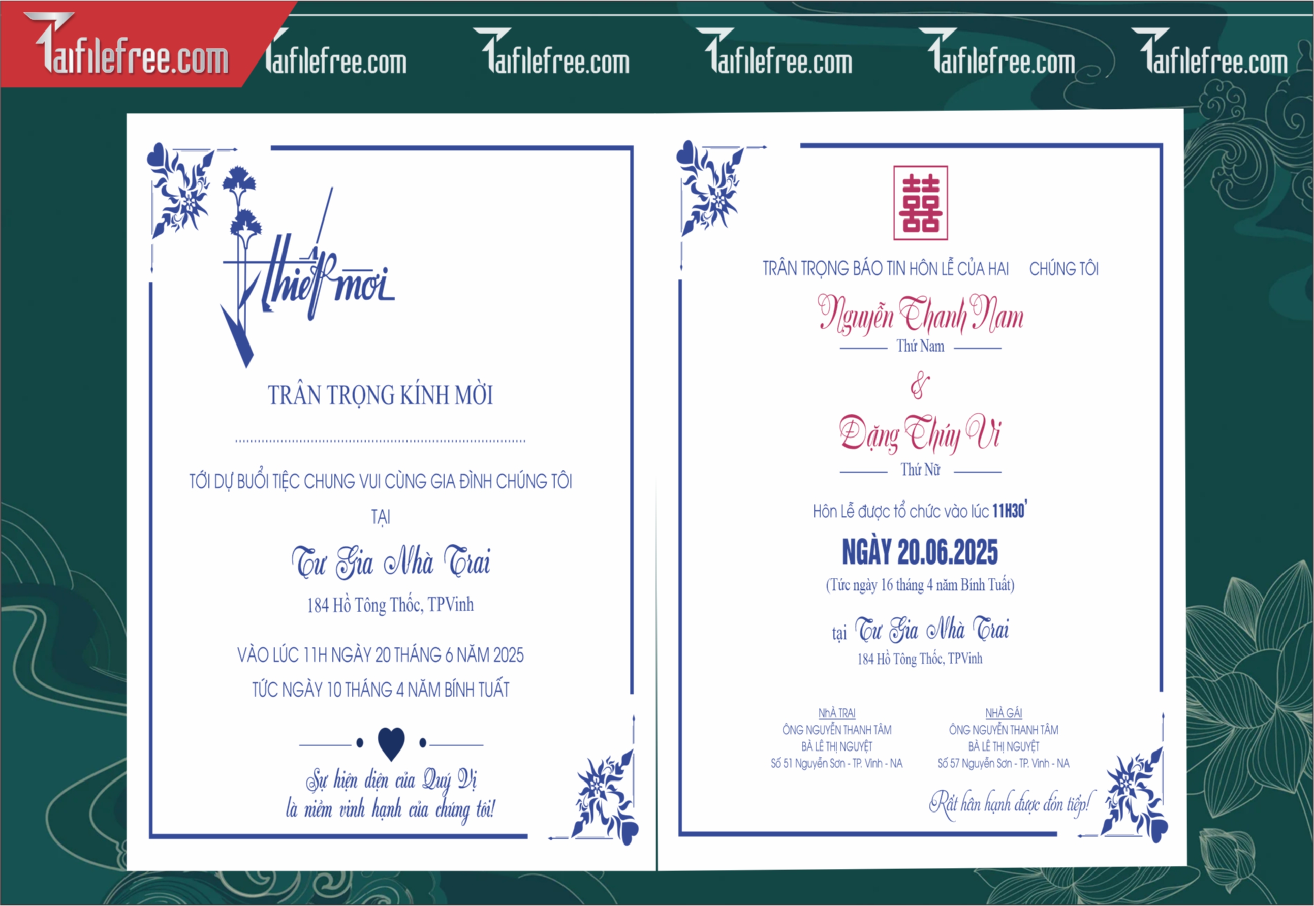 Mẫu Thiệp Cưới Đẹp File Vector_TC149