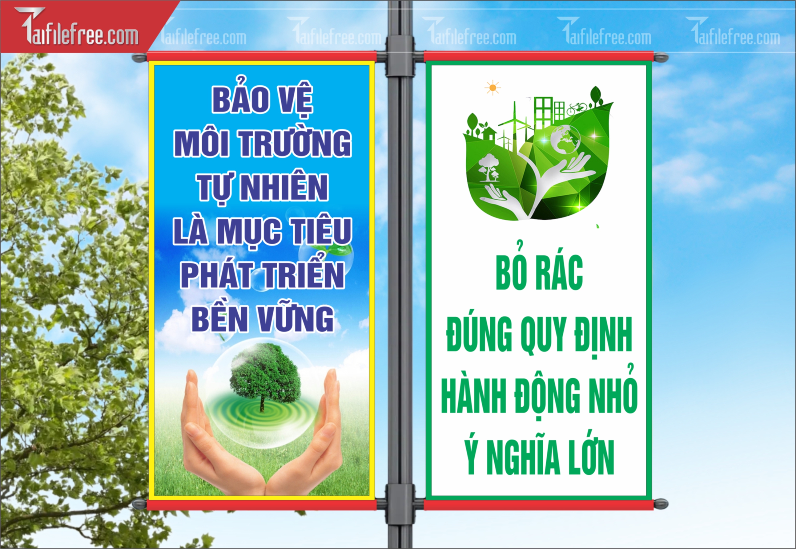 Phướn Treo Đường Phố Tuyên Truyền Bảo Vệ Môi Trường_TDM31