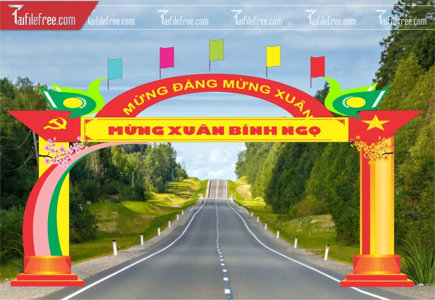 Mẫu Cổng Chào Trang Trí Tết, Chúc Mừng Năm Mới_CT49